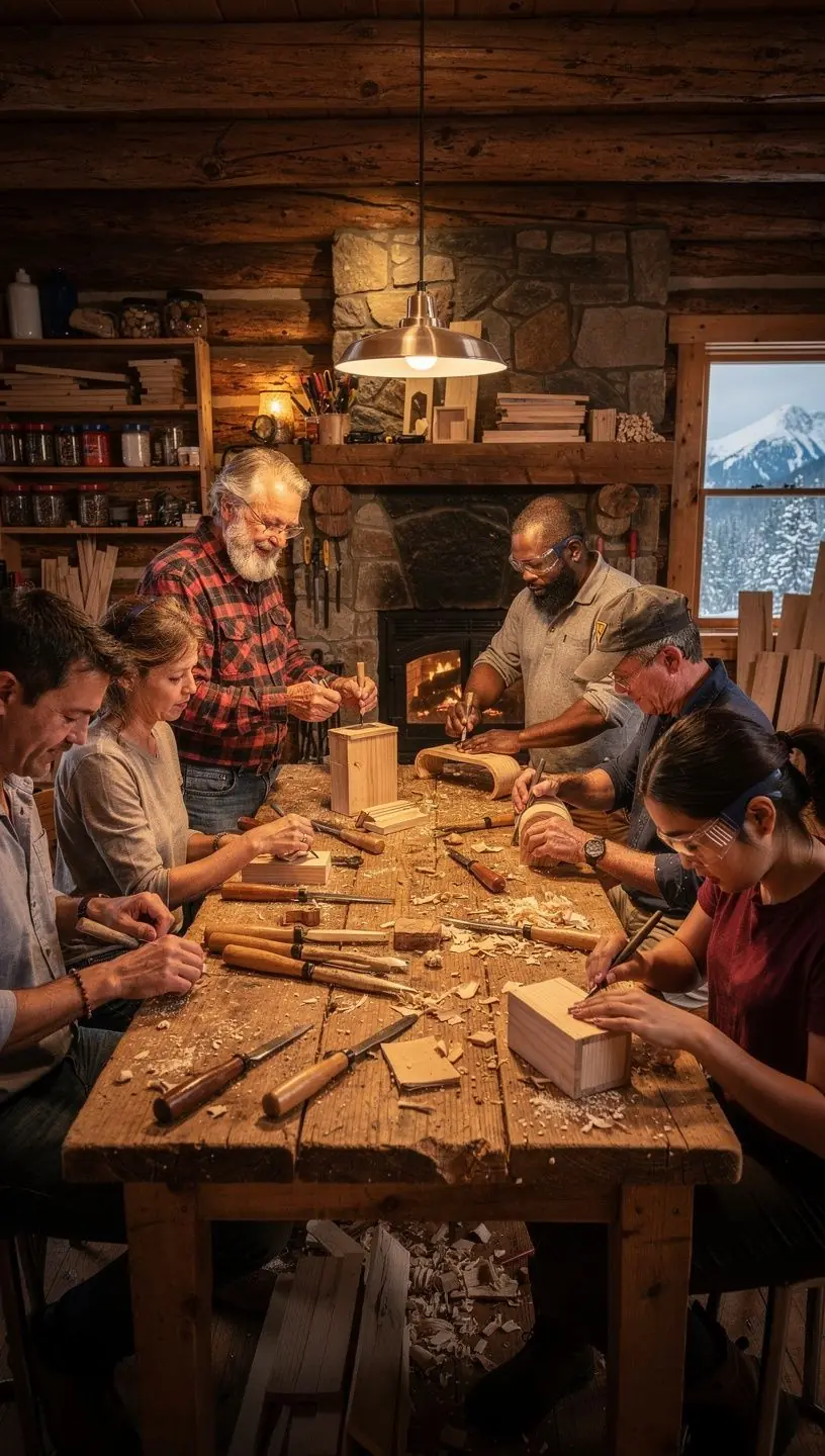 Group travelers engaging in local workshop activities.